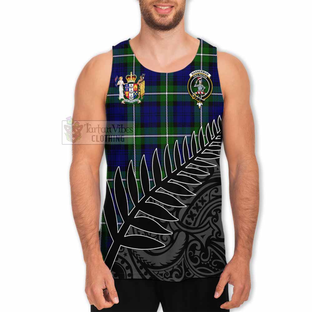 Tartan Vibes Clothing Bannerman Crest Tartan Men's Tank Top with New Zealand Silver Fern Half Style