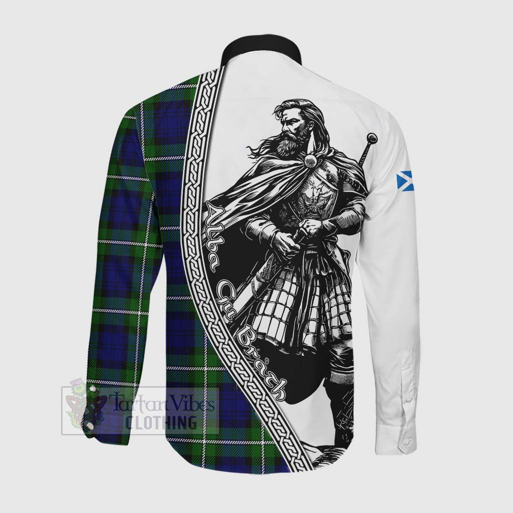 Tartan Vibes Clothing Bannerman Tartan Clan Crest Long Sleeve Button Shirt with Highlander Warrior Celtic Style