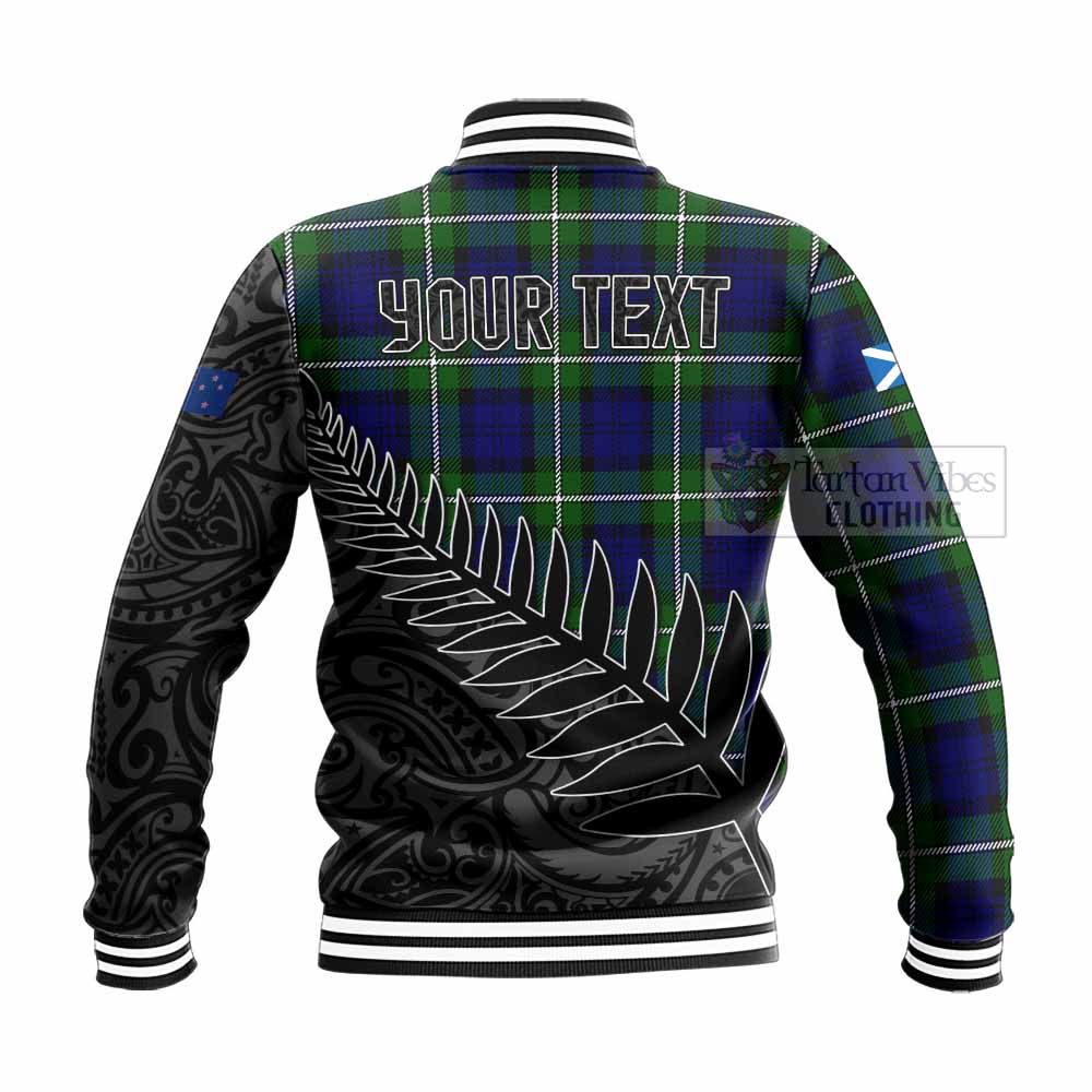 Tartan Vibes Clothing Bannerman Crest Tartan Baseball Jacket with New Zealand Silver Fern Half Style