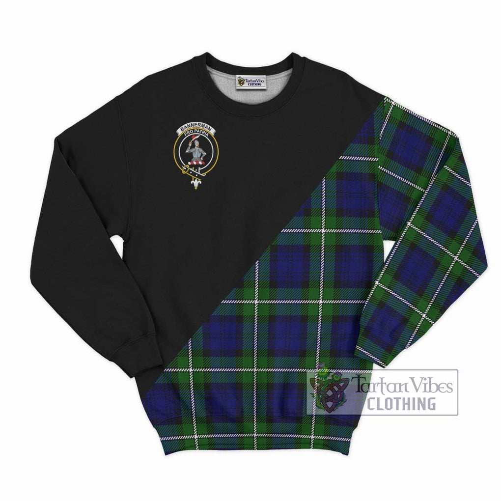 Bannerman Tartan Sweatshirt with Family Crest and Military Logo Style - Tartanvibesclothing Shop