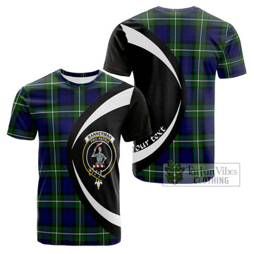 Bannerman Tartan Cotton T-shirt with Family Crest Circle Style