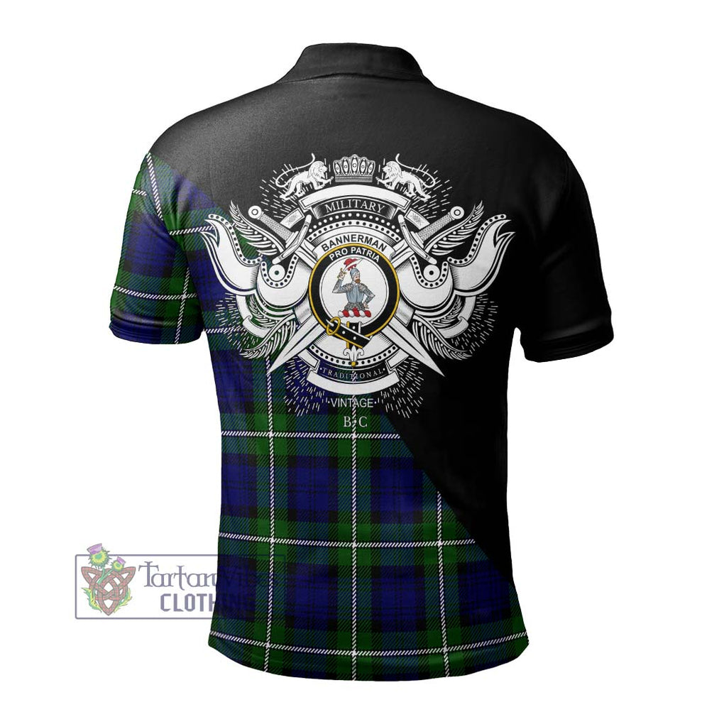 Bannerman Tartan Polo Shirt with Family Crest and Military Logo Style - Tartanvibesclothing Shop