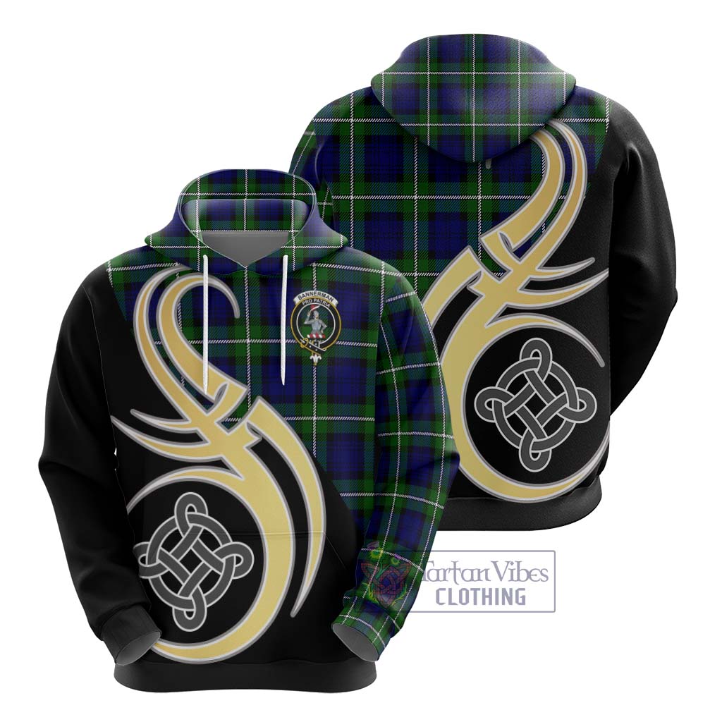 Bannerman Tartan Hoodie with Family Crest and Celtic Symbol Style - Tartan Vibes Clothing