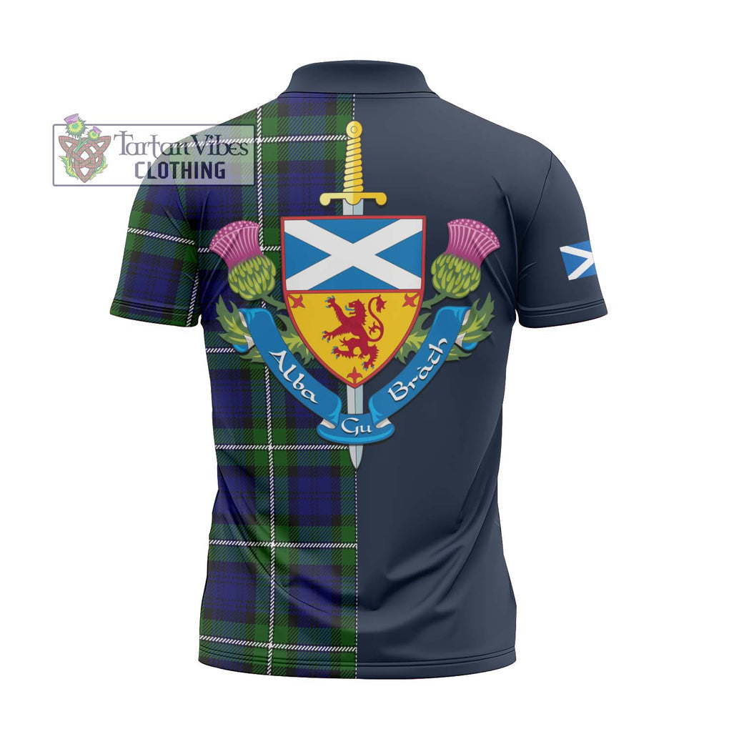 Tartan Vibes Clothing Bannerman Tartan Zipper Polo Shirt with Scottish Lion Royal Arm Half Style