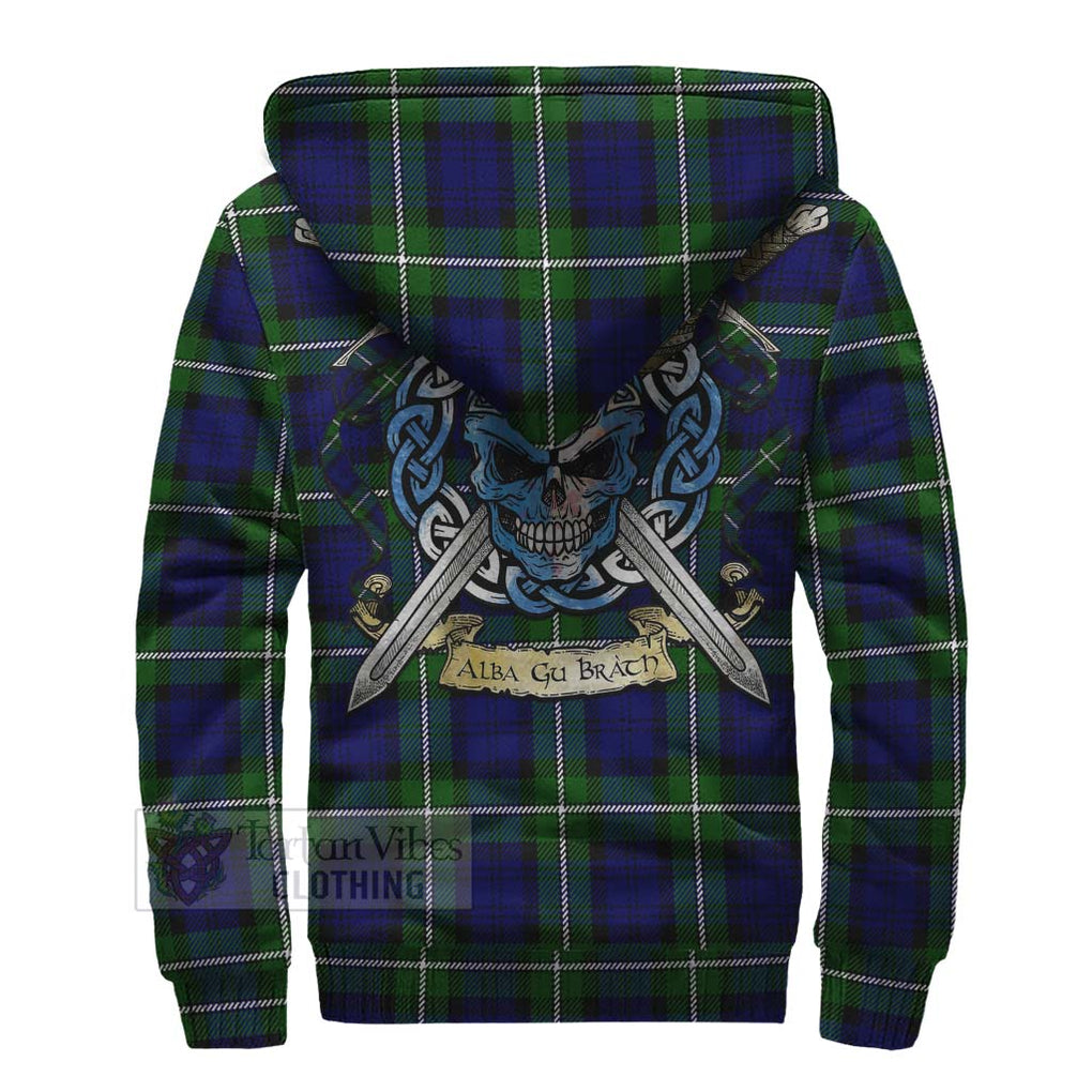 Tartan Vibes Clothing Bannerman Tartan Sherpa Hoodie with Family Crest Celtic Skull Style