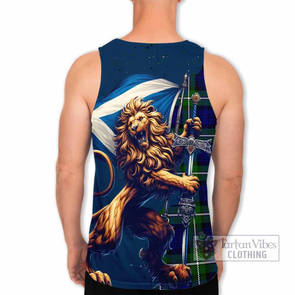 Tartan Vibes Clothing Bannerman Tartan Family Crest Men's Tank Top with Scottish Majestic Lion