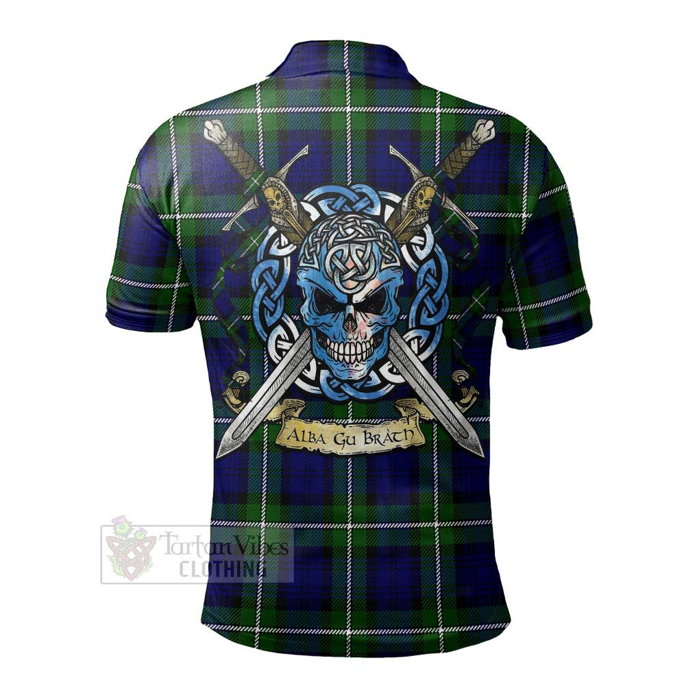 Tartan Vibes Clothing Bannerman Tartan Polo Shirt with Family Crest Celtic Skull Style