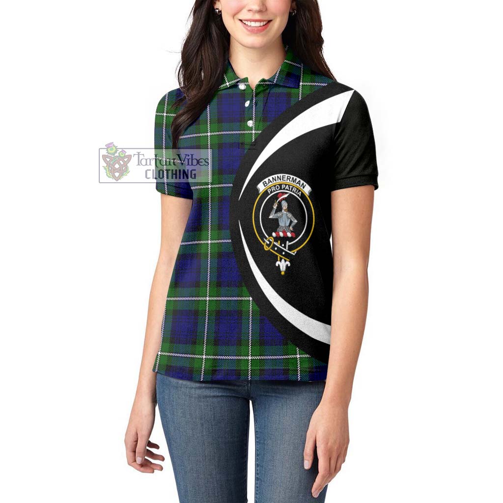 Bannerman Tartan Women's Polo Shirt with Family Crest Circle Style - Tartan Vibes Clothing