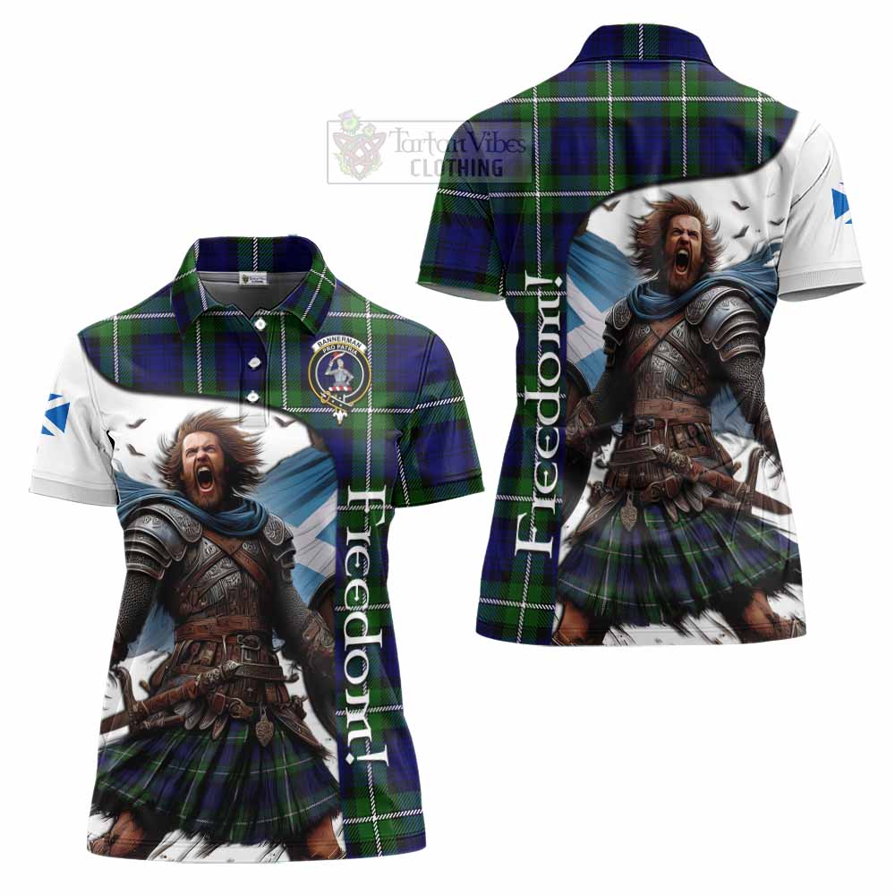 Tartan Vibes Clothing Bannerman Crest Tartan Women's Polo Shirt Inspired by the Freedom of Scottish Warrior