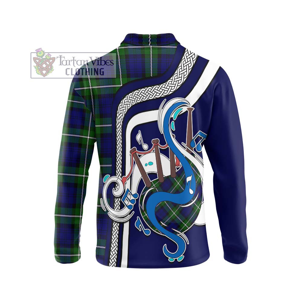 Tartan Vibes Clothing Bannerman Tartan Long Sleeve Polo Shirt with Epic Bagpipe Style