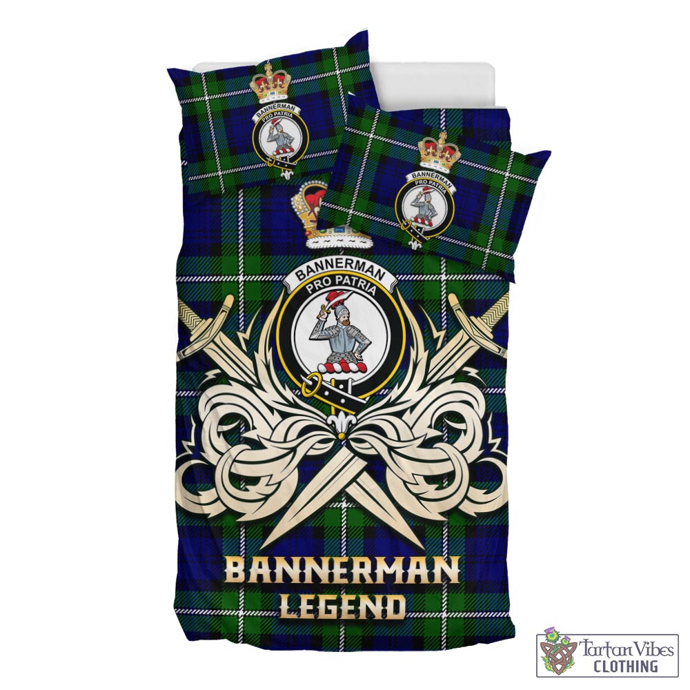 Tartan Vibes Clothing Bannerman Tartan Bedding Set with Clan Crest and the Golden Sword of Courageous Legacy