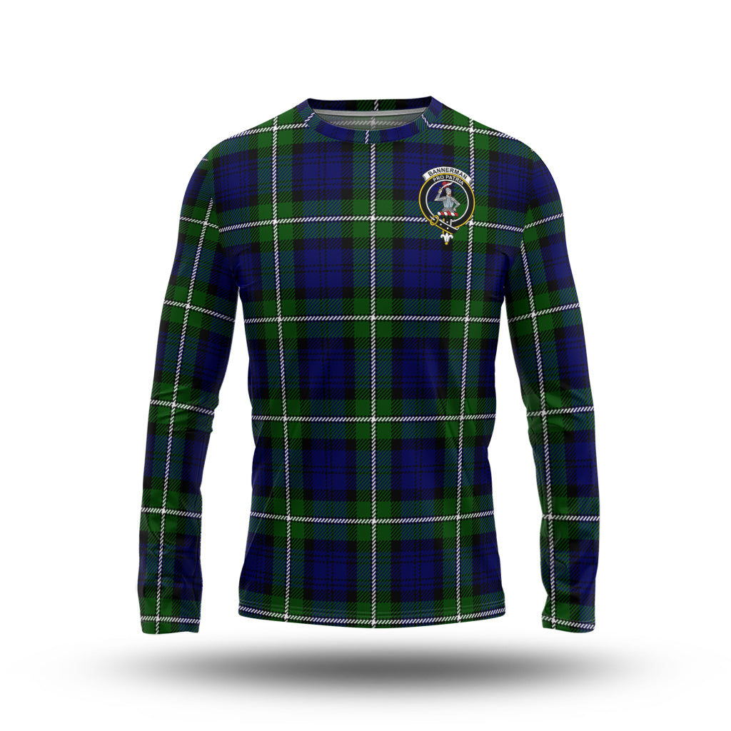 Bannerman Tartan Long Sleeve T-Shirt with Family Crest - Tartanvibesclothing