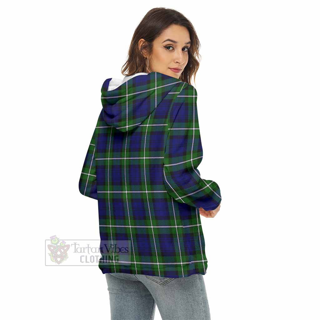 Tartan Vibes Clothing Bannerman Tartan Crest Women's Borg  Half Zip Fleece Hoodie