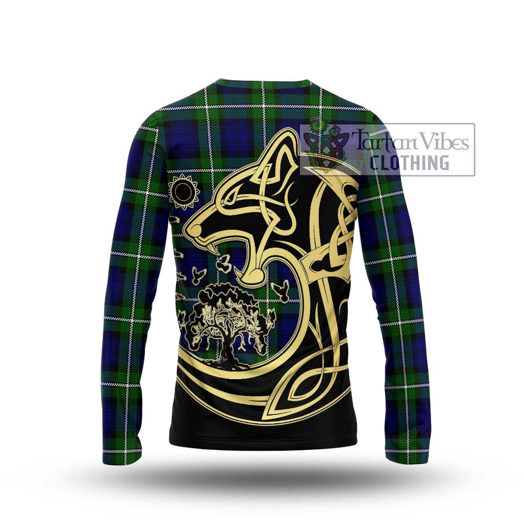 Bannerman Tartan Long Sleeve T-Shirt with Family Crest Celtic Wolf Style - Tartan Vibes Clothing