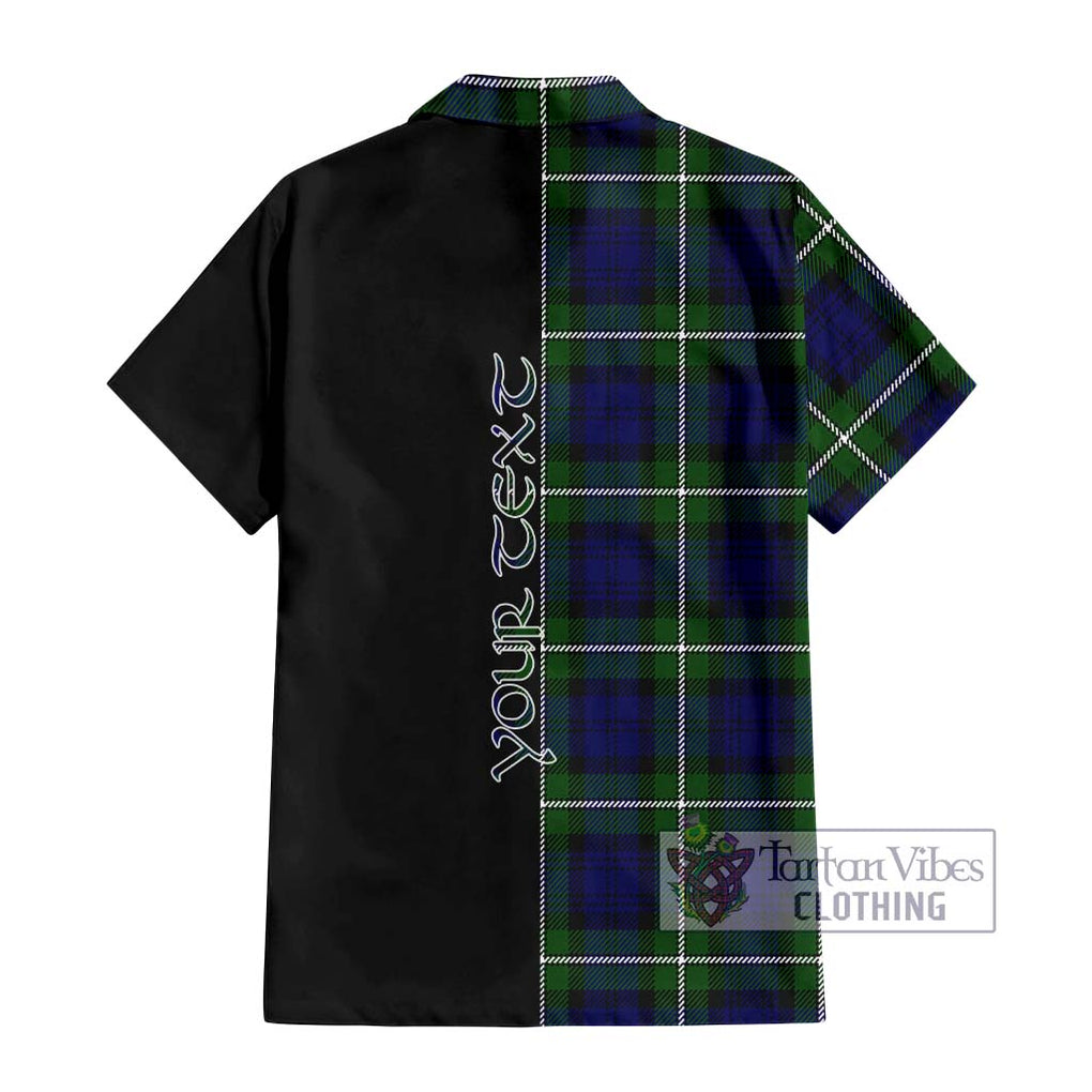 Bannerman Tartan Short Sleeve Button Shirt with Family Crest and Half Of Me Style - Tartanvibesclothing Shop