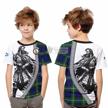 Bannerman Tartan Clan Crest Kid T-Shirt with Highlander Warrior Celtic Style