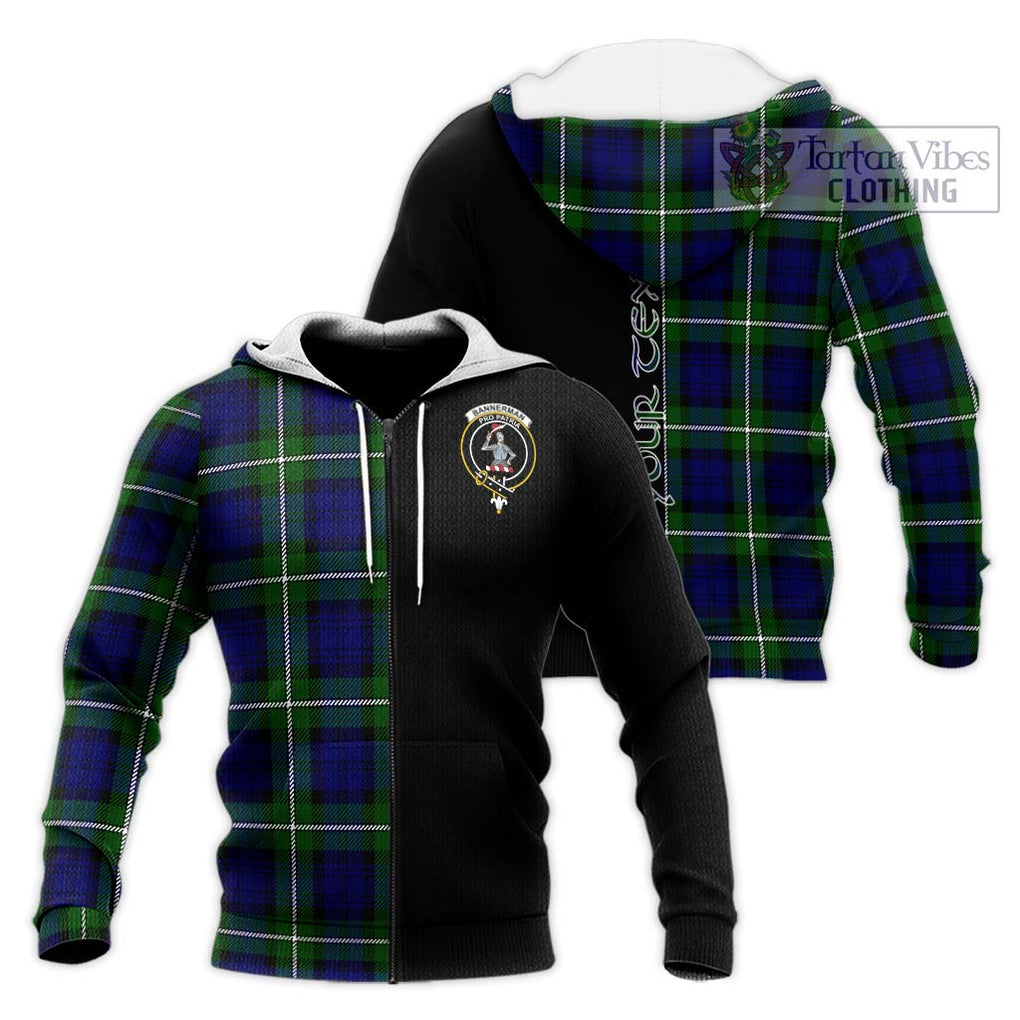 Bannerman Tartan Knitted Hoodie with Family Crest and Half Of Me Style Unisex Knitted Zip Hoodie - Tartanvibesclothing Shop