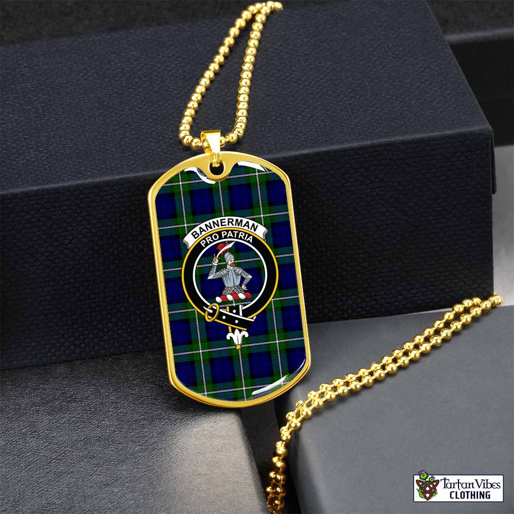 Tartan Vibes Clothing Bannerman Tartan Dog Tag Necklace with Family Crest