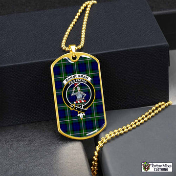 Bannerman Tartan Dog Tag Necklace with Family Crest