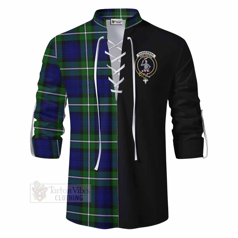 Tartan Vibes Clothing Bannerman Tartan Ghillie Kilt Shirt with Family Crest and Half Of Me Style