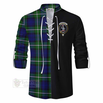 Bannerman Tartan Ghillie Kilt Shirt with Family Crest and Half Of Me Style