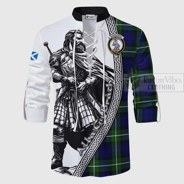 Bannerman Tartan Clan Crest Ghillie Kilt Shirt with Highlander Warrior Celtic Style