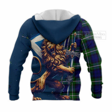 Bannerman Tartan Family Crest Knitted Hoodie with Scottish Majestic Lion