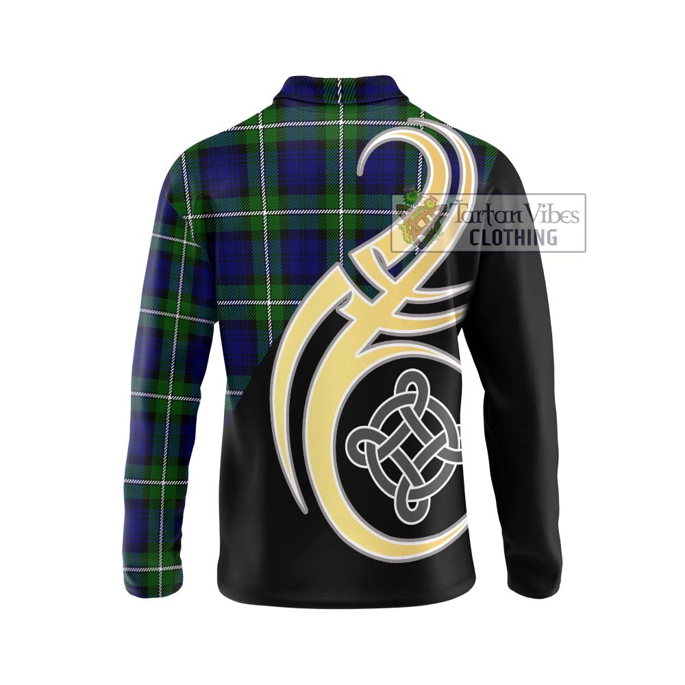 Bannerman Tartan Long Sleeve Polo Shirt with Family Crest and Celtic Symbol Style - Tartan Vibes Clothing