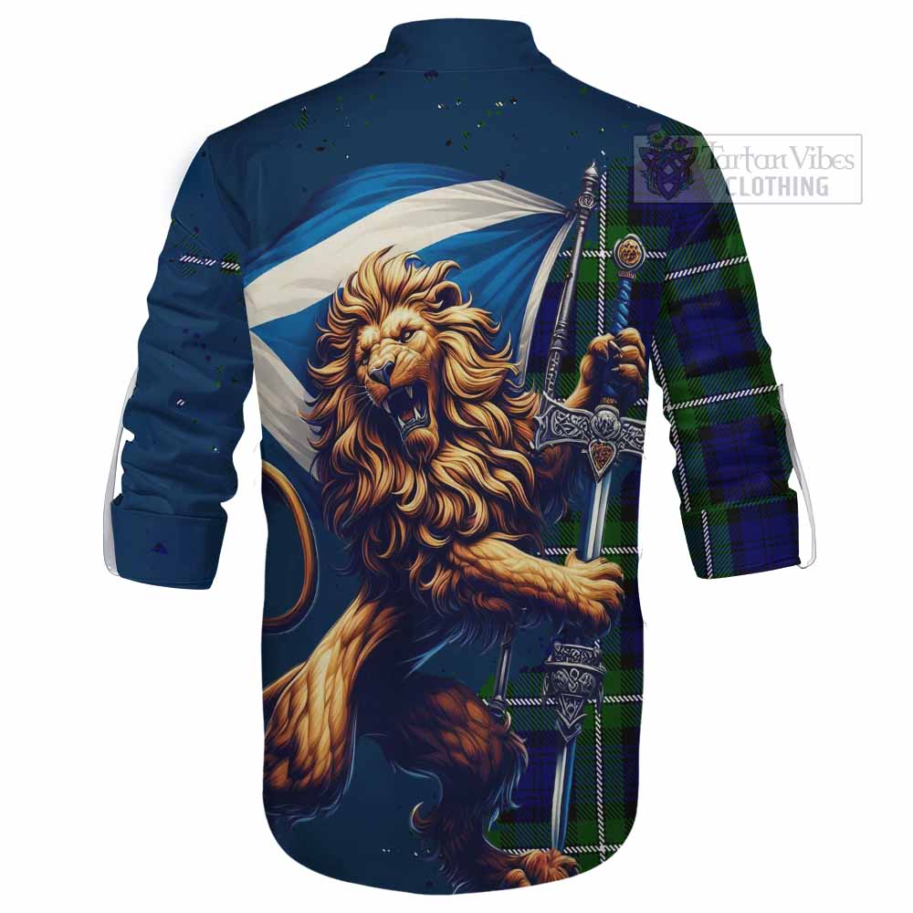 Tartan Vibes Clothing Bannerman Tartan Family Crest Ghillie Kilt Shirt with Scottish Majestic Lion