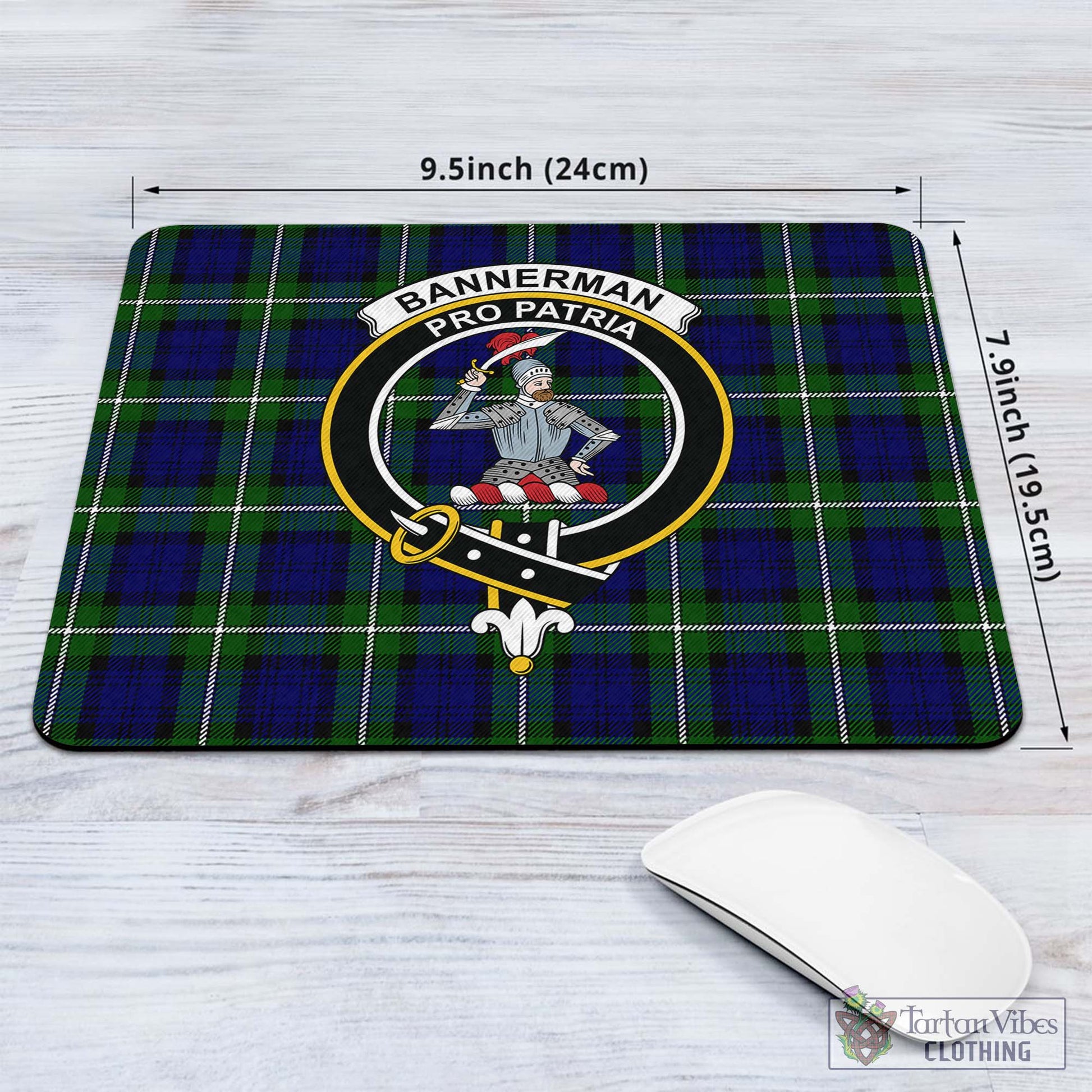 Tartan Vibes Clothing Bannerman Tartan Mouse Pad with Family Crest