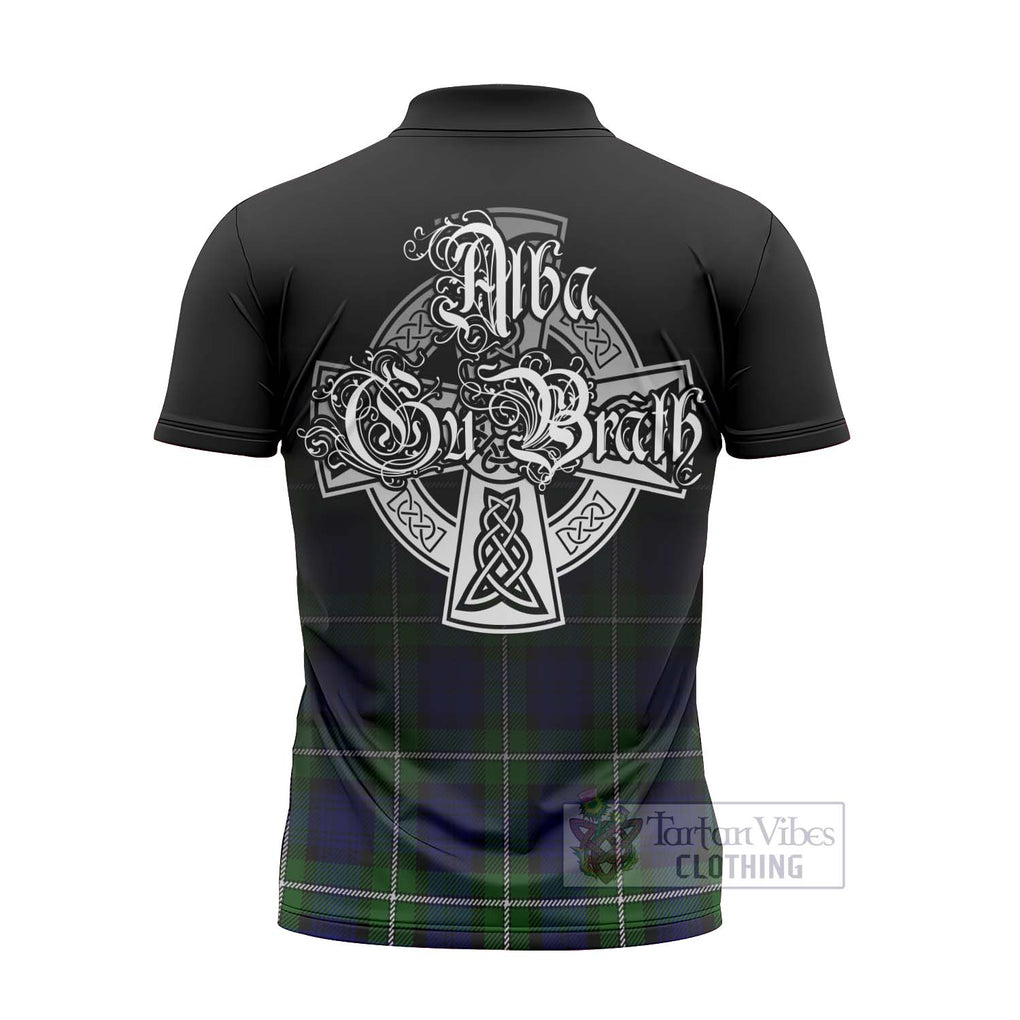 Tartan Vibes Clothing Bannerman Tartan Zipper Polo Shirt Featuring Alba Gu Brath Family Crest Celtic Inspired