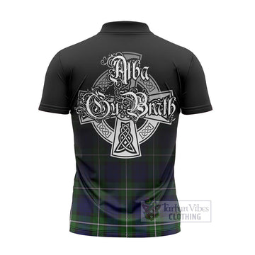 Bannerman Tartan Zipper Polo Shirt Featuring Alba Gu Brath Family Crest Celtic Inspired