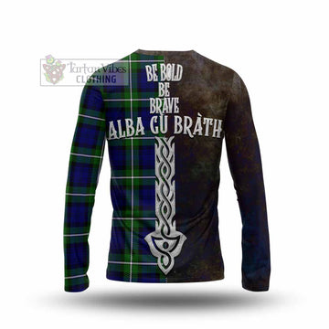 Bannerman Tartan Family Crest Long Sleeve T-Shirt Alba Gu Brath Be Brave Lion Ancient Style - Tartan Vibes Clothing