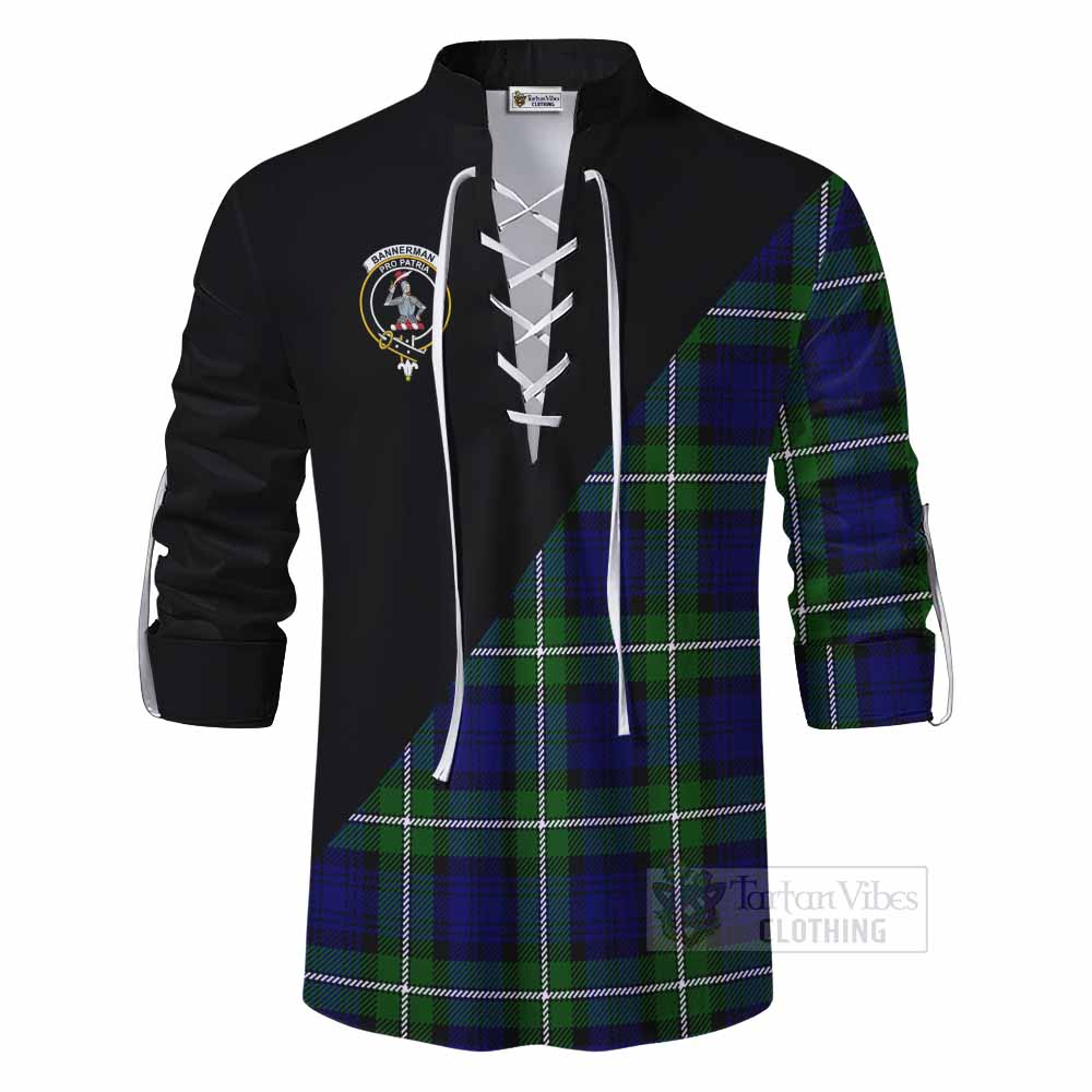 Tartan Vibes Clothing Bannerman Tartan Ghillie Kilt Shirt with Family Crest and Military Logo Style