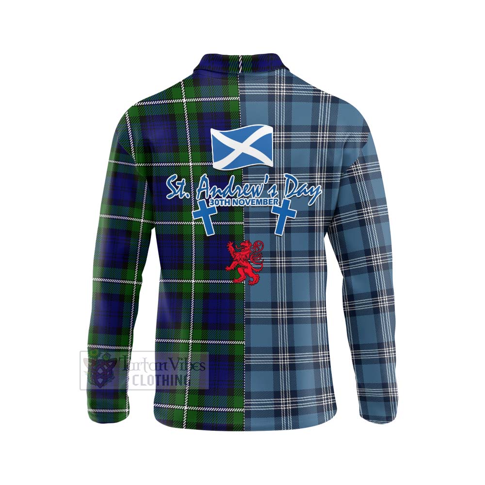 Tartan Vibes Clothing Bannerman Tartan Long Sleeve Polo Shirt Happy St. Andrew's Day Half Tartan Style