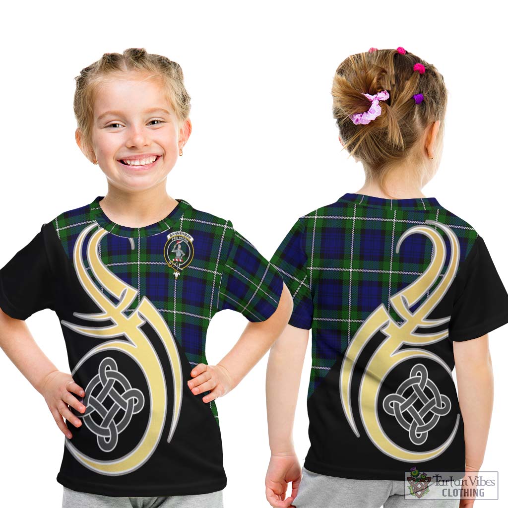 Bannerman Tartan Kid T-Shirt with Family Crest and Celtic Symbol Style - Tartan Vibes Clothing