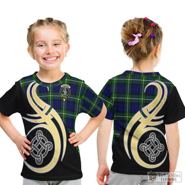 Bannerman Tartan Kid T-Shirt with Family Crest and Celtic Symbol Style