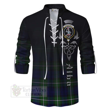 Bannerman Tartan Ghillie Kilt Shirt Featuring Alba Gu Brath Family Crest Celtic Inspired