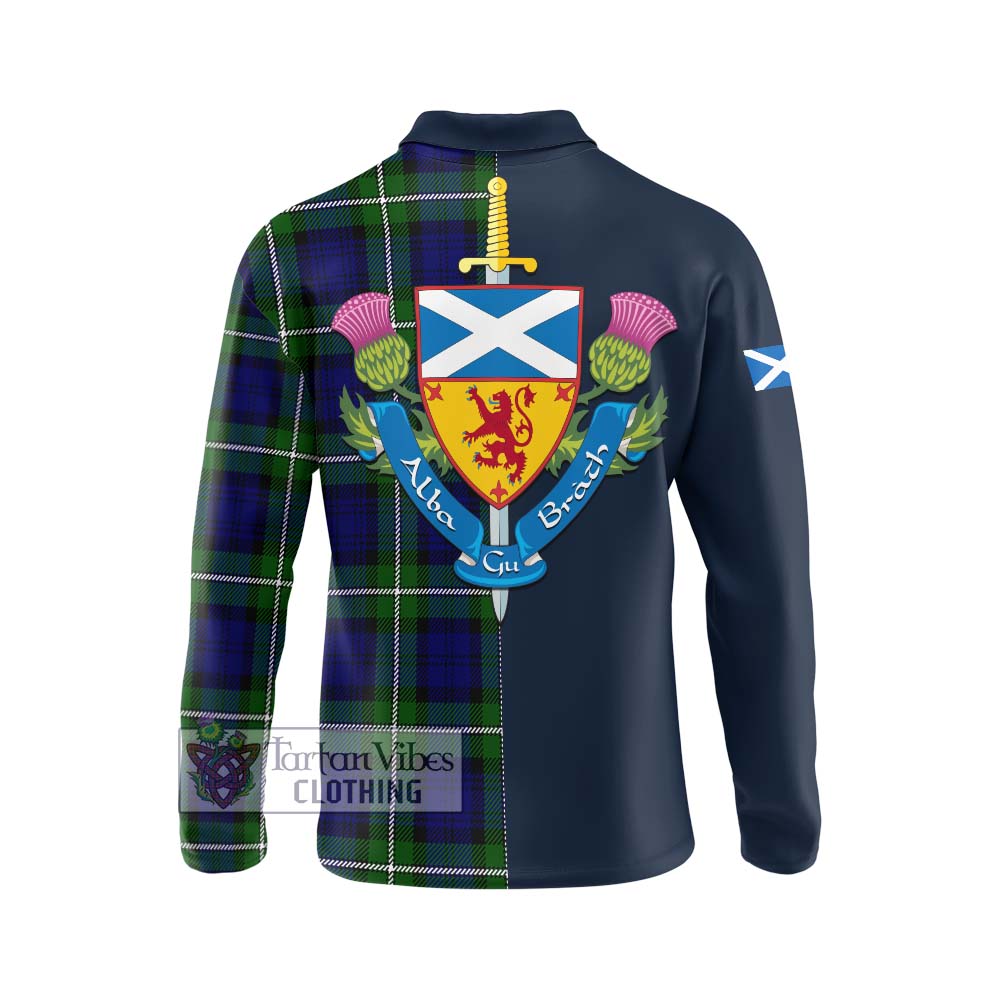 Tartan Vibes Clothing Bannerman Tartan Long Sleeve Polo Shirt with Scottish Lion Royal Arm Half Style