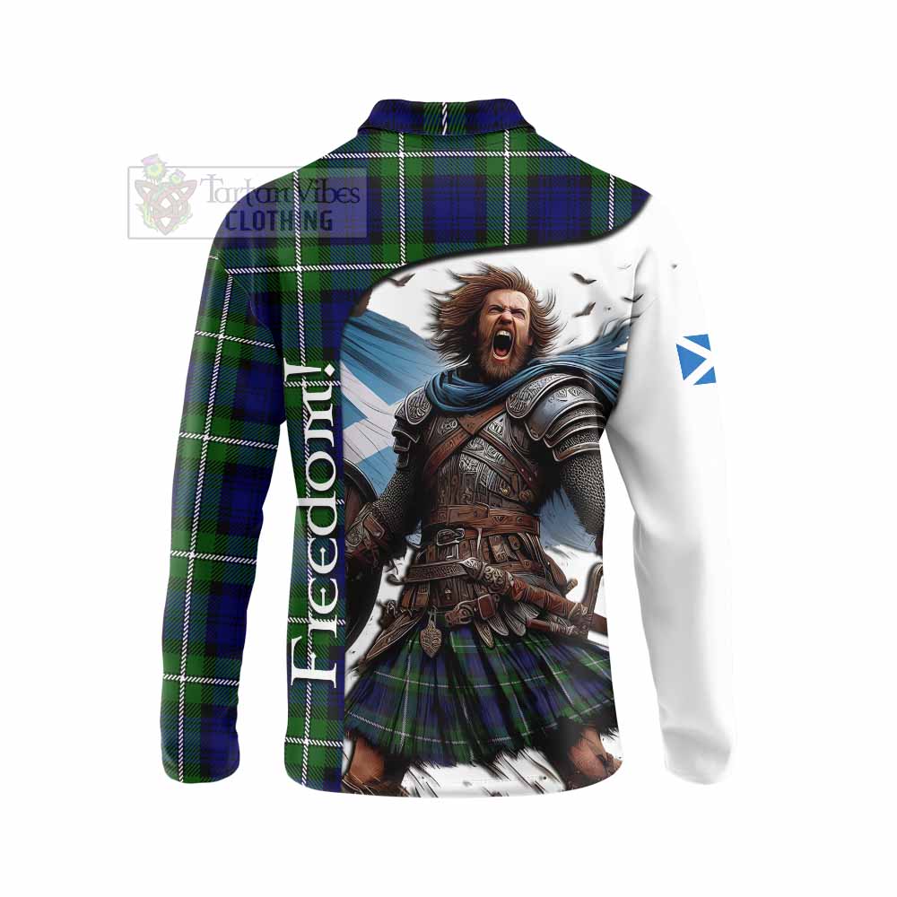 Tartan Vibes Clothing Bannerman Crest Tartan Long Sleeve Polo Shirt Inspired by the Freedom of Scottish Warrior