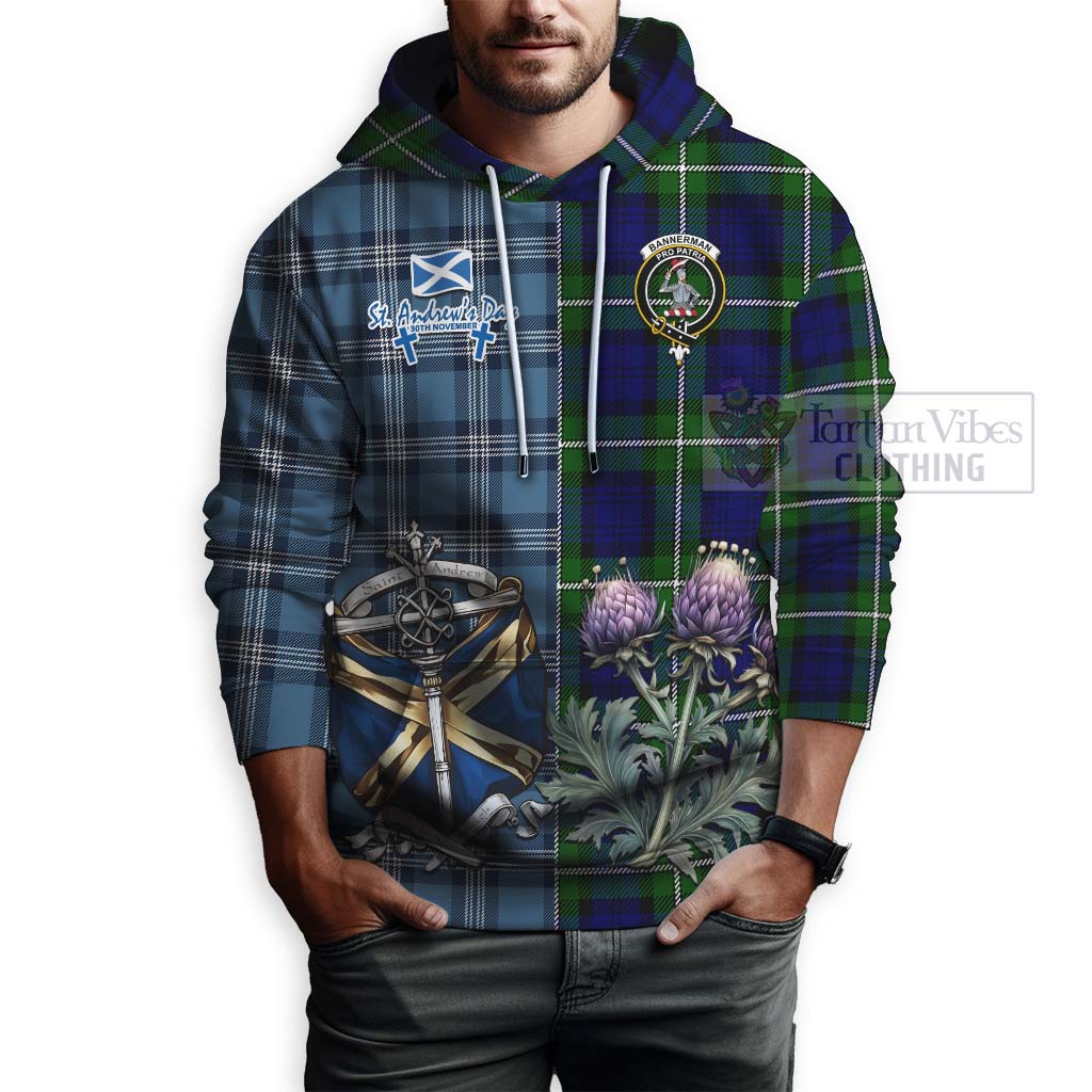 Tartan Vibes Clothing Bannerman Tartan Hoodie Happy St. Andrew's Day Half Tartan Style