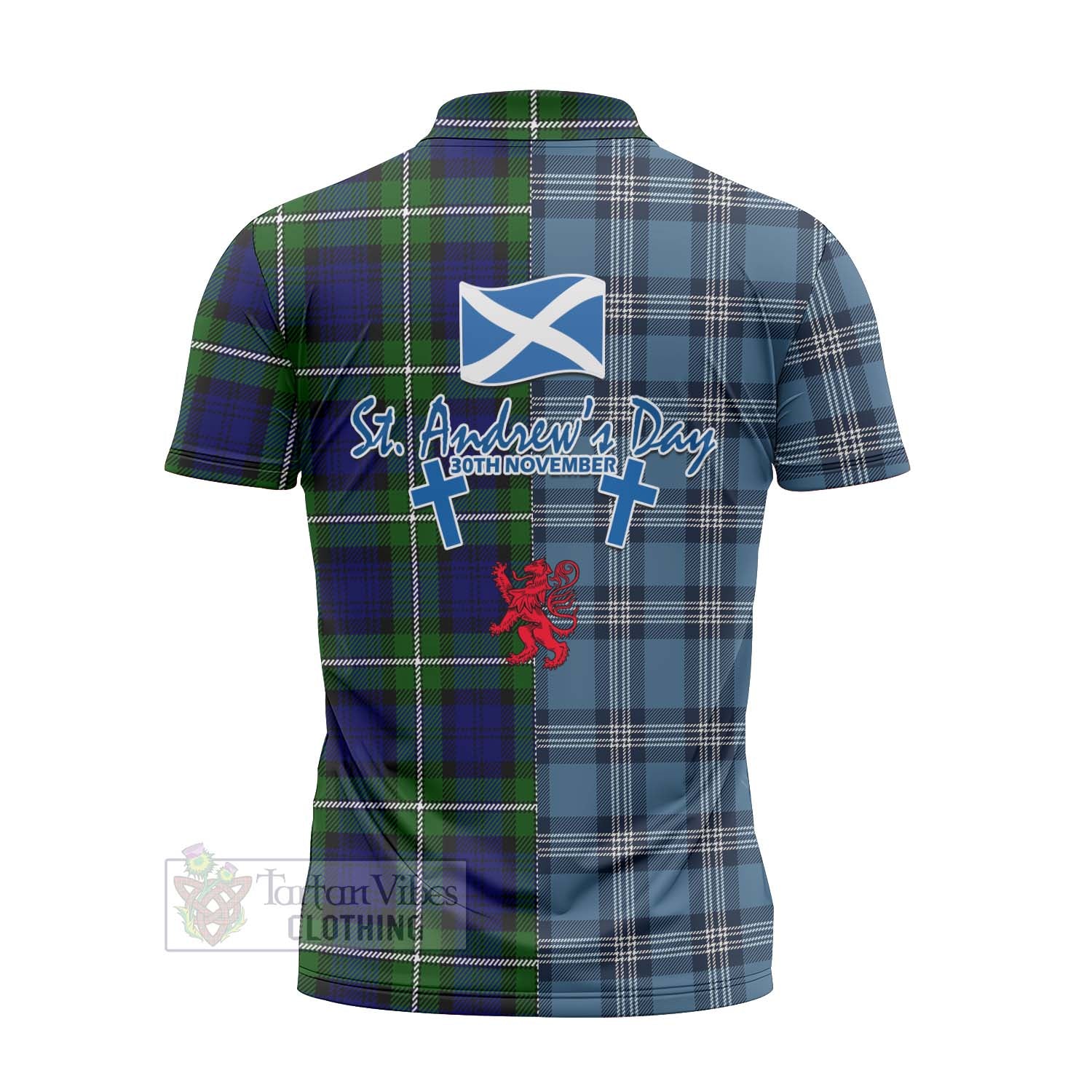 Tartan Vibes Clothing Bannerman Tartan Zipper Polo Shirt Happy St. Andrew's Day Half Tartan Style