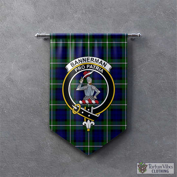 Bannerman Tartan Gonfalon, Tartan Banner with Family Crest