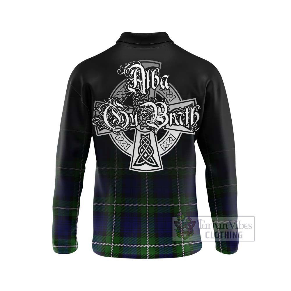 Tartan Vibes Clothing Bannerman Tartan Long Sleeve Polo Shirt Featuring Alba Gu Brath Family Crest Celtic Inspired