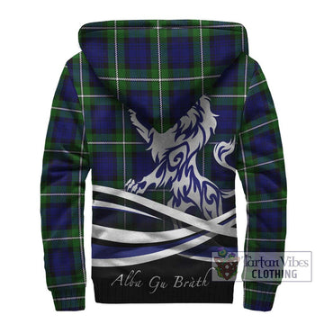 Bannerman Tartan Sherpa Hoodie with Alba Gu Brath Regal Lion Emblem