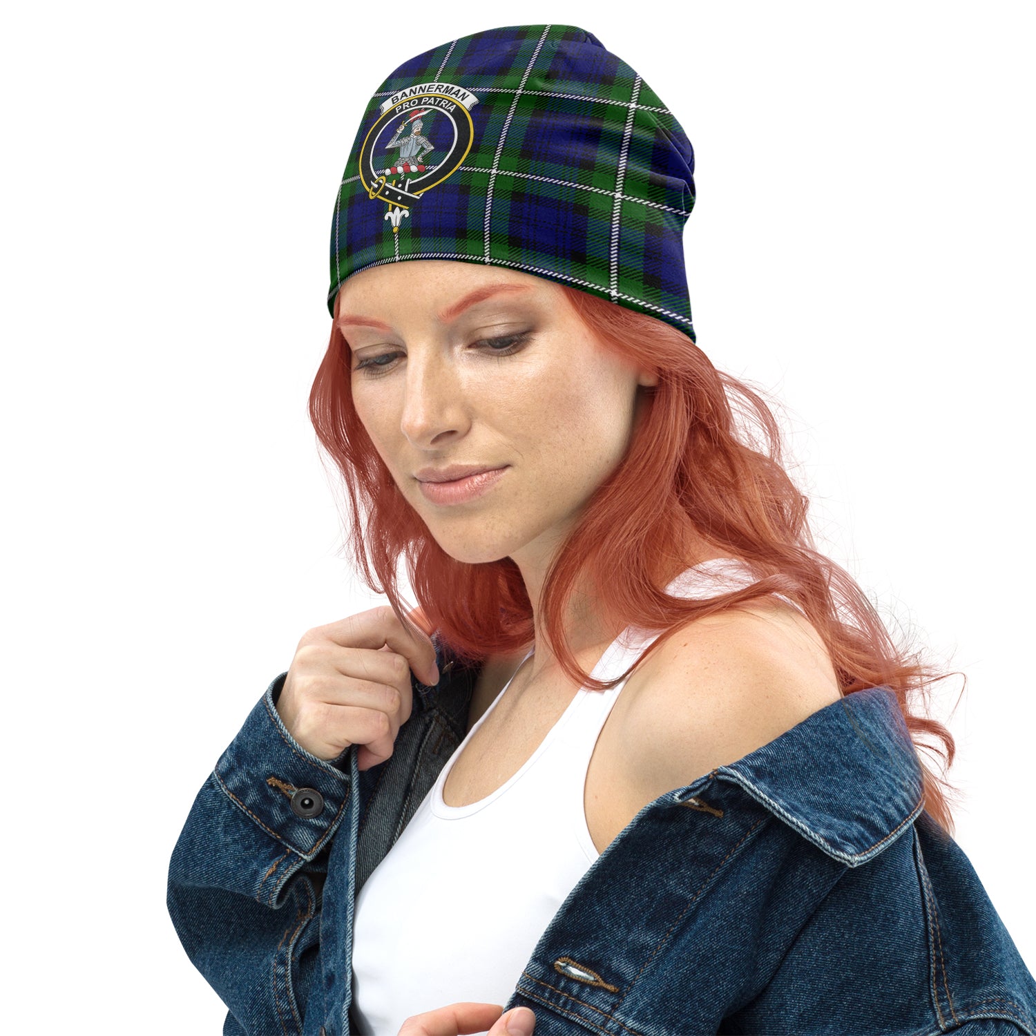 Bannerman Tartan Beanies Hat with Family Crest - Tartanvibesclothing