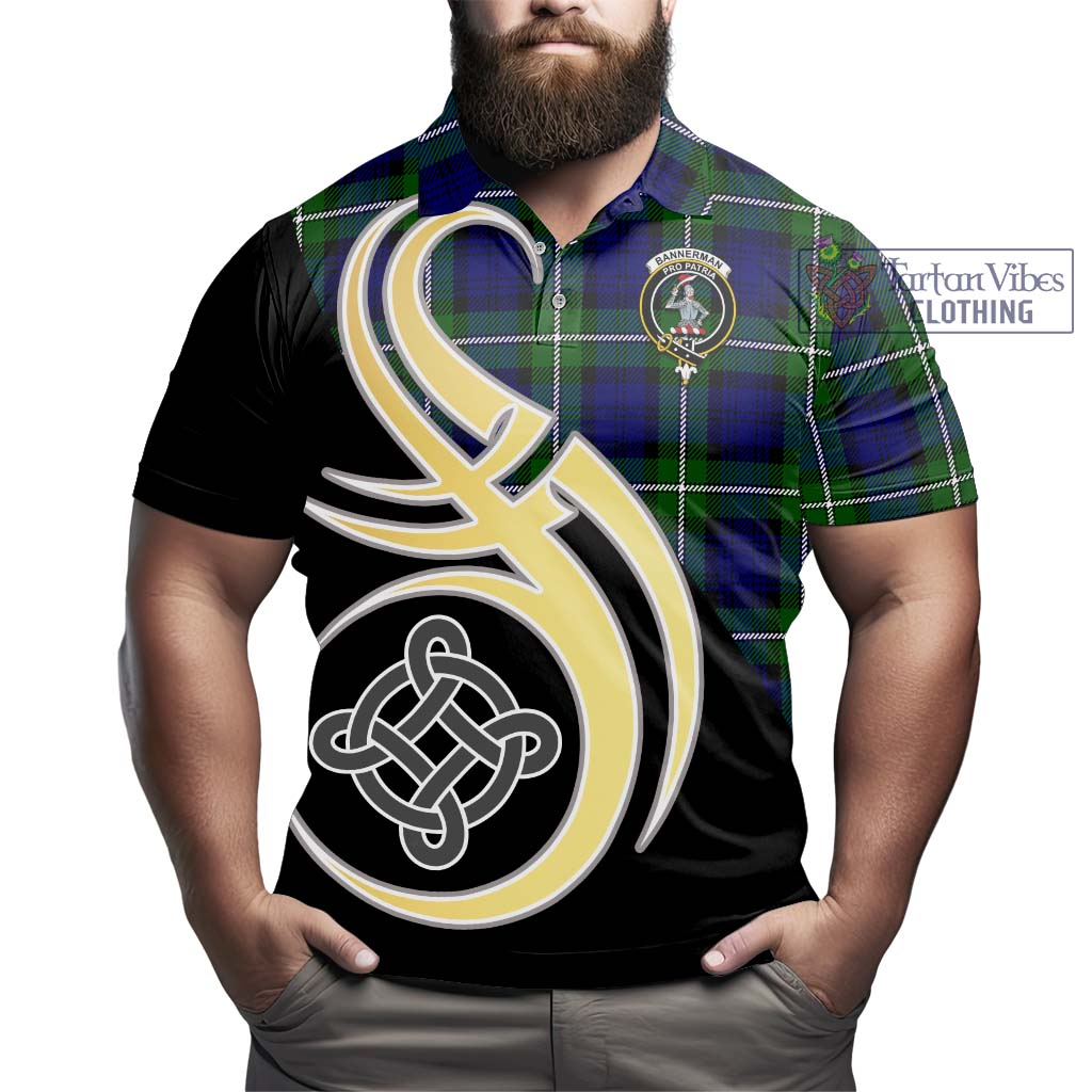 Bannerman Tartan Polo Shirt with Family Crest and Celtic Symbol Style - Tartan Vibes Clothing