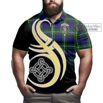 Bannerman Tartan Polo Shirt with Family Crest and Celtic Symbol Style