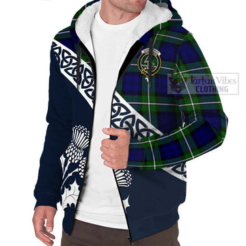 Bannerman Tartan Sherpa Hoodie Featuring Thistle and Scotland Map