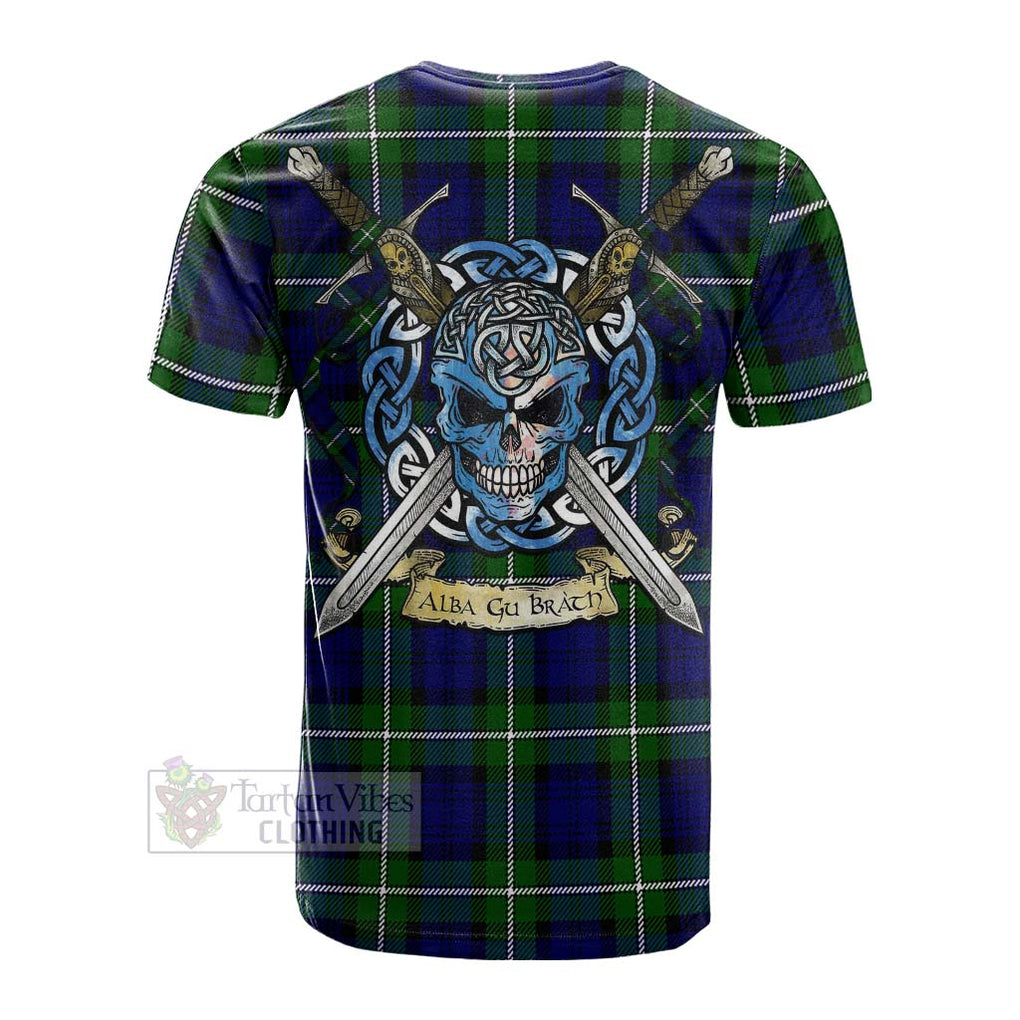 Tartan Vibes Clothing Bannerman Tartan Cotton T-shirt with Family Crest Celtic Skull Style